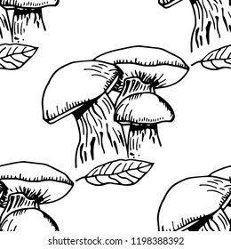 seamless pattern with vegetables mushrooms