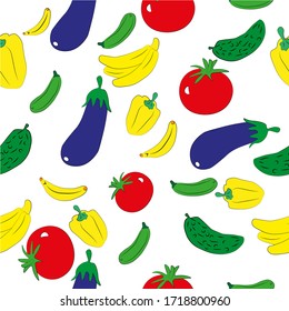 seamless pattern with vegetables on a white background