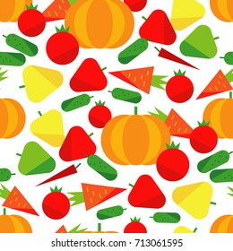 Seamless pattern with vegetables on a white background. Harvest festival. Thanksgiving. Flat design. Textile rapport.