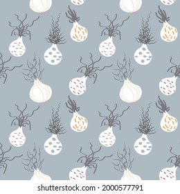 Seamless pattern with vegetables, onions. Great for fabric, textile vector illustration