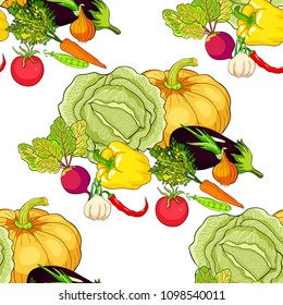 seamless pattern  vegetables ripe autumn.  vector illustration