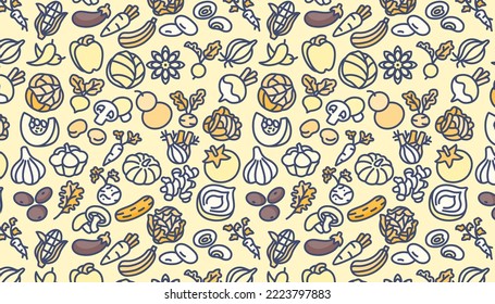 Seamless pattern with vegetables and salad greens.