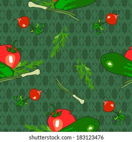 Seamless pattern with vegetables for salad. Vector file.