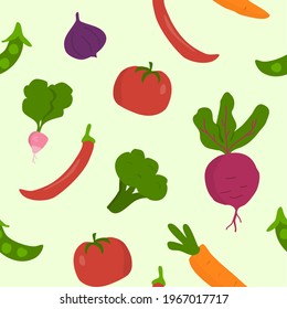 Seamless pattern with vegetables. Vector pattern for clothes, fabric, towels, packages,etc