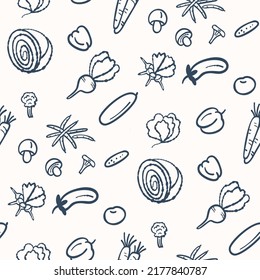 Seamless pattern with vegetables.  Vector illustration