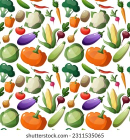 Seamless pattern with vegetables, vector illustration