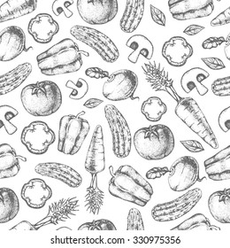 Seamless pattern of vegetables. Vegetarian food