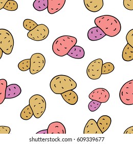 Seamless pattern of vegetables. Vegetarian food. Print. Repeating background. Cloth design, wallpaper.