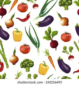 Seamless pattern with vegetables in a watercolor style. vector