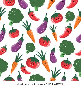 Seamless pattern with vegetarian food