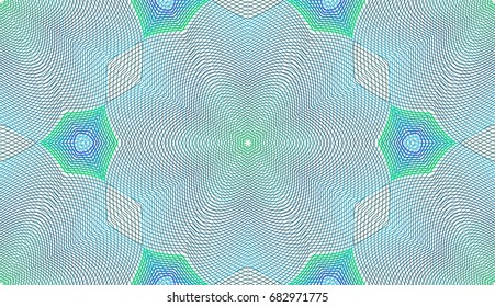 Seamless pattern. Vegetative-floral motive. Cellular honeycomb structure. Blue and green.