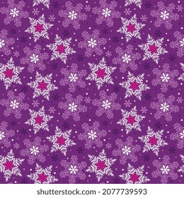 Seamless pattern of Velvet Violet Snowflakes