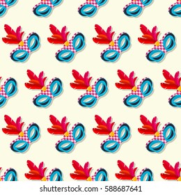 Seamless pattern Venetian carnival mask hand painted isolated on white background. Wrap, decoration for masquerade, parties and various celebrations. Vector Illustration for your projects.