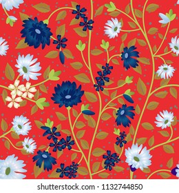 seamless pattern with venial plant and flowers