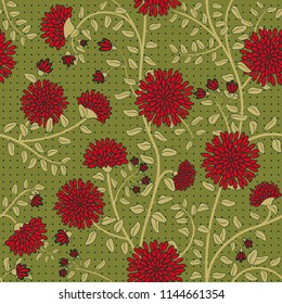 seamless pattern with venial plant and flowers