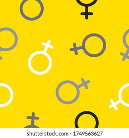 Seamless pattern of Venus. Vector illustration in simple style, Yellow, gray and white.