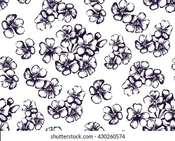 seamless pattern of verbena  in the style of hand drawn