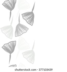 Seamless   pattern of vertical floral motif, leaves, stripes, doodles, copy space. Hand drawn, autumn theme.
