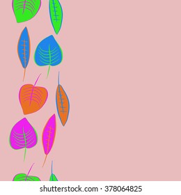 Seamless   pattern of vertical floral motif, doodles,spots,leaves, copy space. Hand drawn, autumn theme.