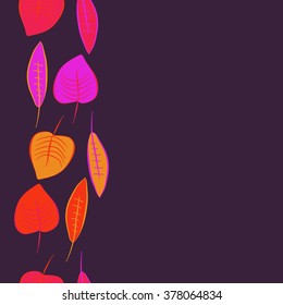 Seamless   pattern of vertical floral motif, doodles,spots,leaves, copy space. Hand drawn, autumn theme.