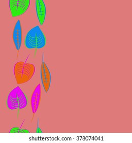 Seamless   pattern of vertical floral motif, doodles,spots,leaves, copy space. Hand drawn, autumn theme.