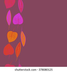 Seamless   pattern of vertical floral motif, doodles,spots,leaves, copy space. Hand drawn, autumn theme.