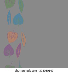 Seamless   pattern of vertical floral motif, doodles,spots,leaves, copy space. Hand drawn, autumn theme.