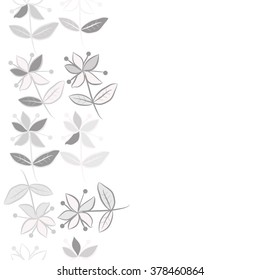 Seamless   pattern of vertical floral  motif, doodles,spots,branches, leaves, flowers, spots, copy space. Hand drawn.