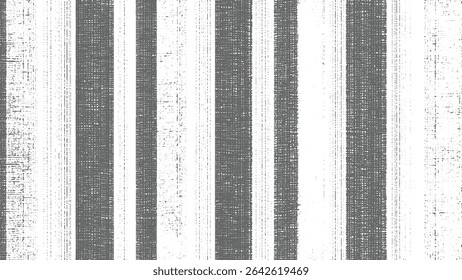 Seamless pattern of vertical gray and white stripes on a textured fabric background The stripes have a slightly distressed look.