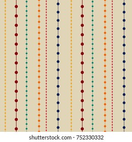 Seamless pattern with vertical lines and circles. Abstract geometric background in retro style. Good for wrapping paper, web page background, party invitation, greeting card decoration, textile.
