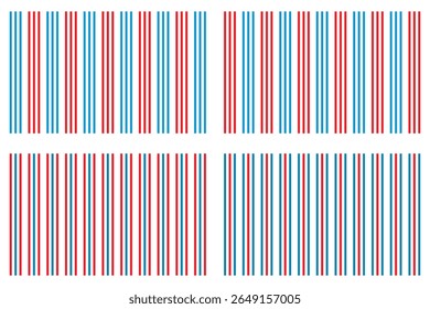 Seamless pattern of vertical red and teal stripes.
