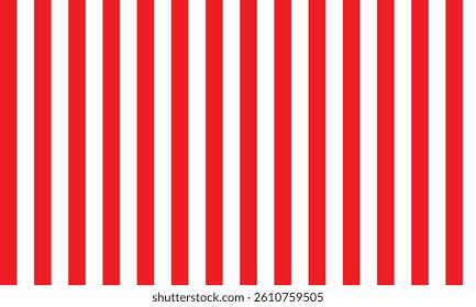 Seamless pattern of vertical red and white stripes. A bold and clean geometric background ideal for textiles, packaging, digital wallpapers, and holiday themes.