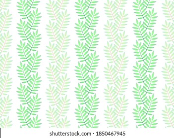 Seamless pattern with vertical rows of mountain ash leaves. Repeat symmetrical botanical pattern. Vector illustration.