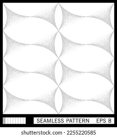 Patrón sin foco. Espirales verticales. Sintetización estipada de medio tono. Arte vectorial retrofuturista