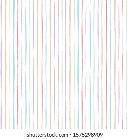 Seamless pattern. Vertical stripes. Brush uneven strokes. Texture.
Kid's colors. Fun colorful. Print for scrapbook, wrap paper, origami paper, phone case, holiday package, wallpaper for children.