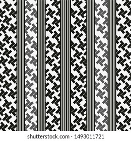 Seamless pattern with vertical stripes. Geometric pattern in black and white. Vintage ornament for wallpaper, printing on the packaging paper, textiles
