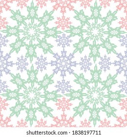 Patrón inmaculado de motivos florales muy elegantes y coloridos sobre fondo blanco para papel de pared, embalaje y textil. El complejo de color pastel contemporáneo repite la tela vectorial plana de la ropa de cama.