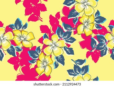 Seamless pattern with very exclusive hibiscus flower. vector illustration. EPS 10