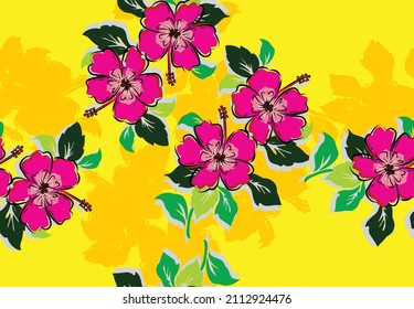 Seamless pattern with very exclusive hibiscus flower. vector illustration. EPS 10