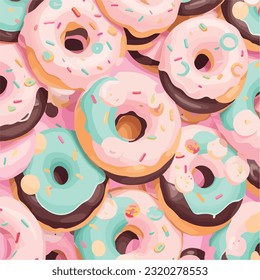 Nahtlose Muster der pulsierenden Donuts Vektorgrafik. Burning mit Geschmack