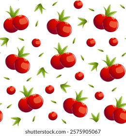 A seamless pattern of vibrant red cranberries bursting with natural charm and freshness. Perfect for festive projects, seasonal decorations, and designs celebrating the beauty of nature's bounty.