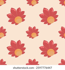 Seamless pattern of vibrant red flowers in spring.