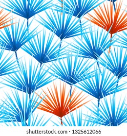 Seamless pattern with vibrant tropical leaves