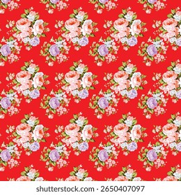 Seamless pattern of vibrant watercolor flowers and elegantly shaped leaves on white background, striking visual appeal perfect for any project or creative endeavor. Delicate watercolor flower
See less