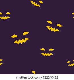 Seamless Pattern of Vicious Scary Halloween Face, Face for Jack-o-Lantern, Vector Illustration 