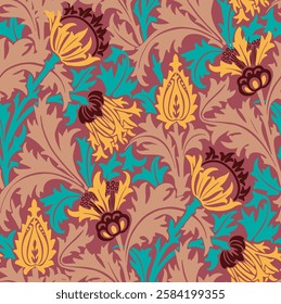 padrão sem costura, flores vitorianas, vintage, retro, feminino, floral de jardim, folhas, fundo ilustração, repetir impressão, papel de parede, roupas, moda, casa têxtil, embalagem