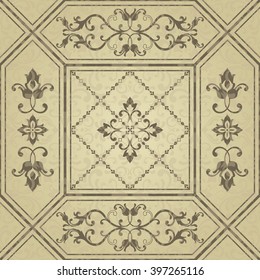 Seamless pattern with Victorian motives. Endless pattern can be used for ceramic tile, wallpaper, linoleum,stained-glass window, web page background.