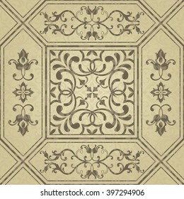 Seamless pattern with Victorian motives. Endless pattern can be used for ceramic tile, wallpaper, linoleum,stained-glass window, web page background.