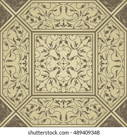 Seamless pattern with Victorian motives. Endless pattern can be used for ceramic tile, wallpaper, linoleum,stained-glass window, web page background.