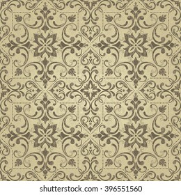 Seamless pattern with Victorian motives.Endless pattern can be used for ceramic tile, wallpaper, linoleum,stained-glass window, web page background.